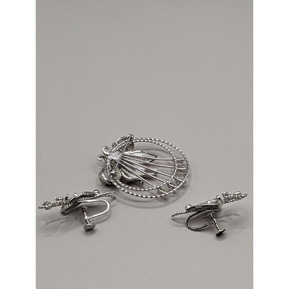 Vintage Ann Lee Sterling Pin and Earring Set - Picture 5 of 10